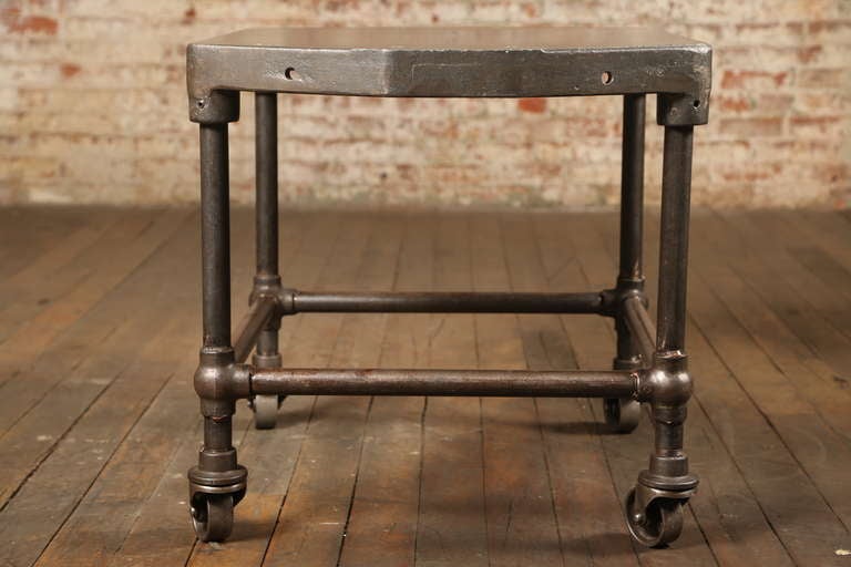 Vintage Industrial, Pair Side Tables In Excellent Condition In Oakville, CT