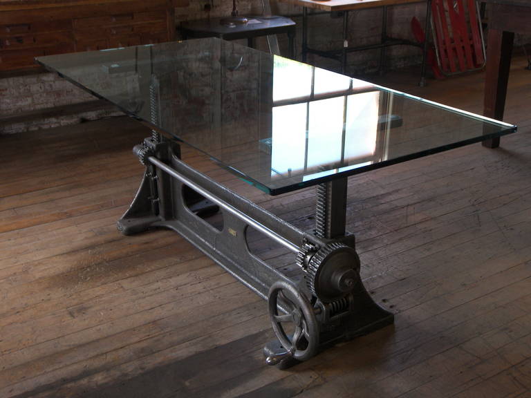 American Vintage Industrial Cast Iron Adjustable Table Base