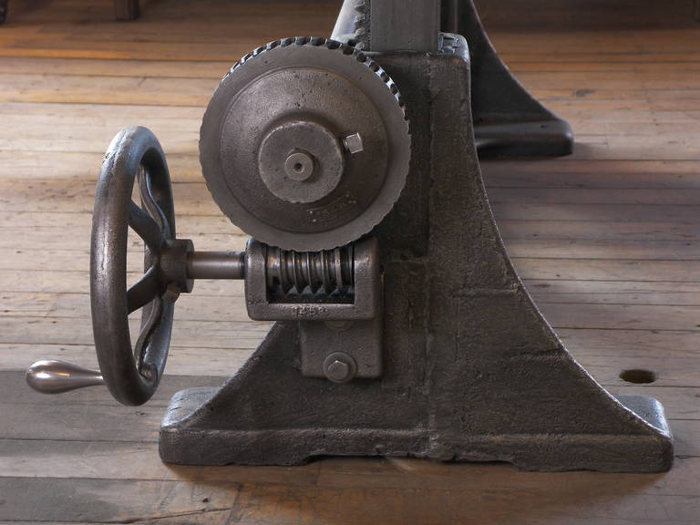 Vintage Industrial Cast Iron Adjustable Table Base 1