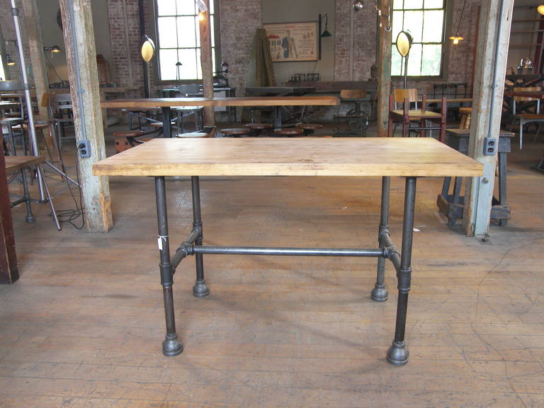 Vintage Industrial Butcher Block Pipe Table 2