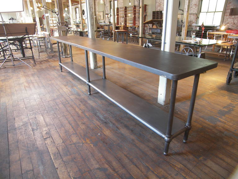 20th Century 12' Ball Joint & Steel Industrial Console Table