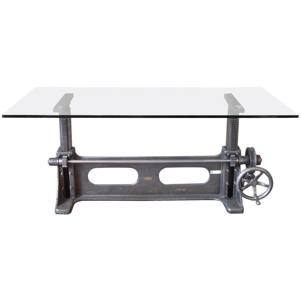 Vintage Industrial Cast Iron Adjustable Table Base