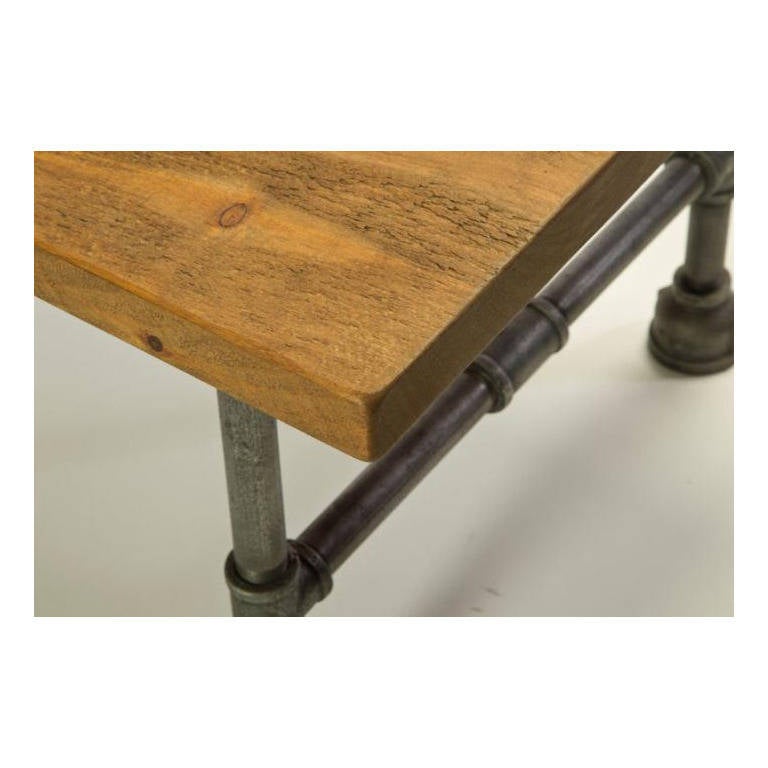 Machine Age Vintage Industrial Rustic Wood, Steel and Cast Iron Coffee Console, Low Table