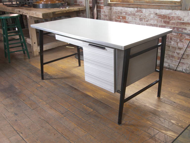 Goodform Studios Desk Mid-Century Modern Italic Styling Gordan Bunshaft Aluminum 4