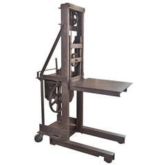 Vintage Industrial Steel Manual Machine Age Factory Die Lift:: Crank Table Cart