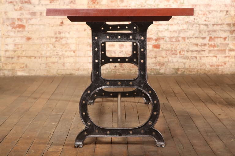 Mahogany Table with Cast Iron Legs For Sale at 1stdibs