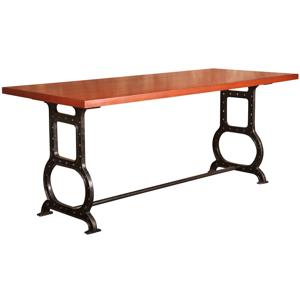 Mahogany Table with Cast Iron Legs