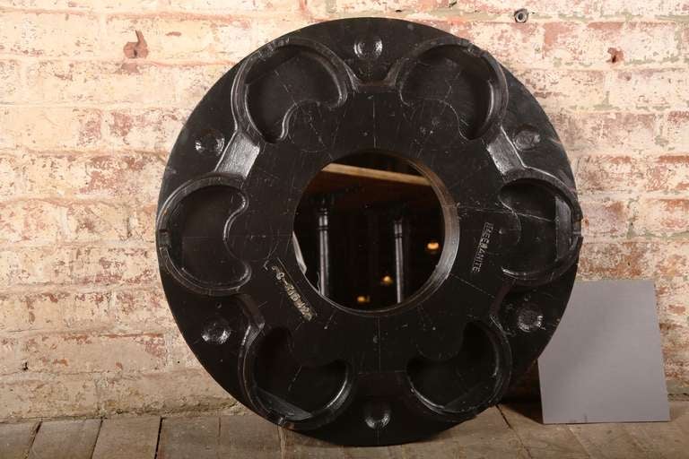 Vintage Industrial Wall Mirror - Wooden Gear Pattern Foundry Mold