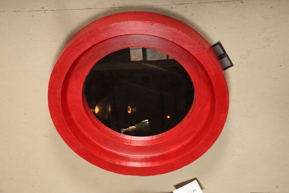 Vintage Industrial, Foundry Mirror in Red.  36