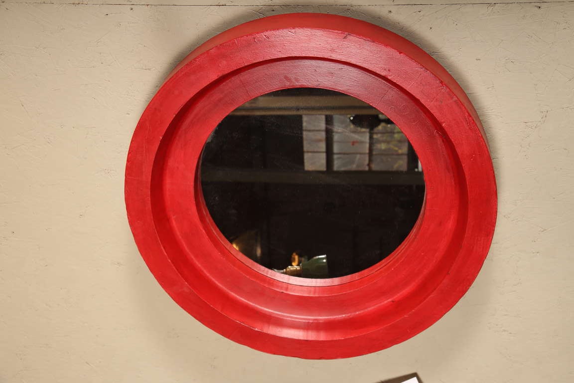 Vintage Industrial, Foundry Mirror in Red 2