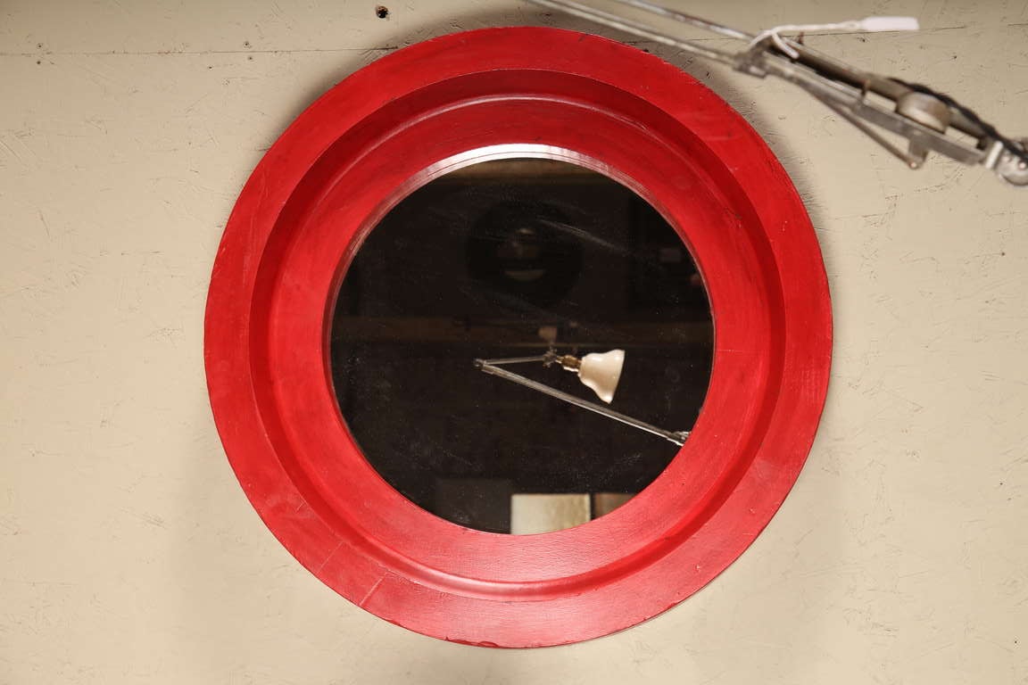 20th Century Vintage Industrial, Foundry Mirror in Red