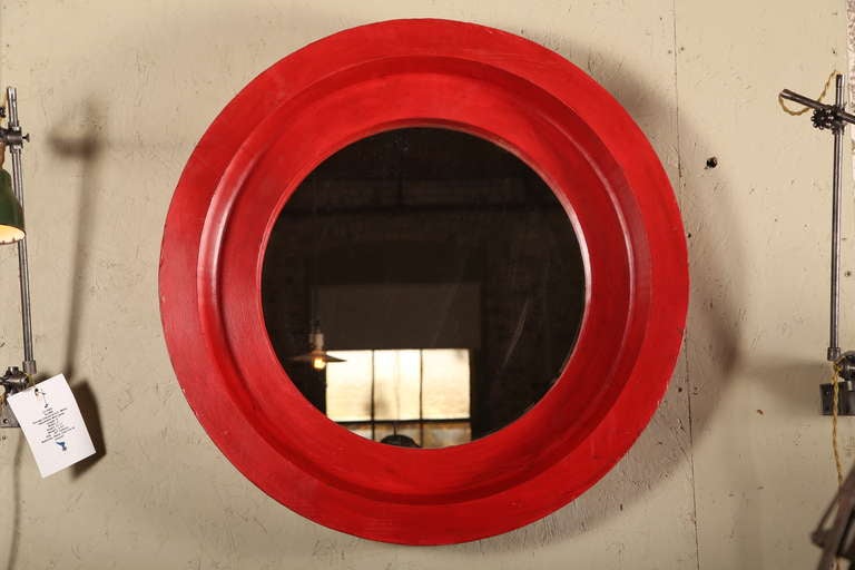 American Vintage Industrial, Foundry Mirror in Red