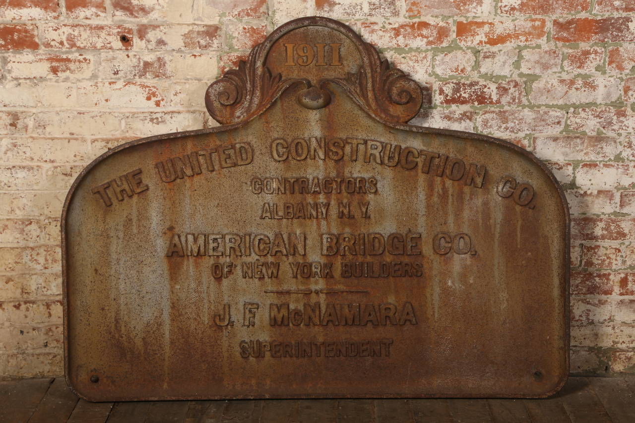 1911 4' "NEW YORK CONTRACTORS" American Bridge Company Plaque