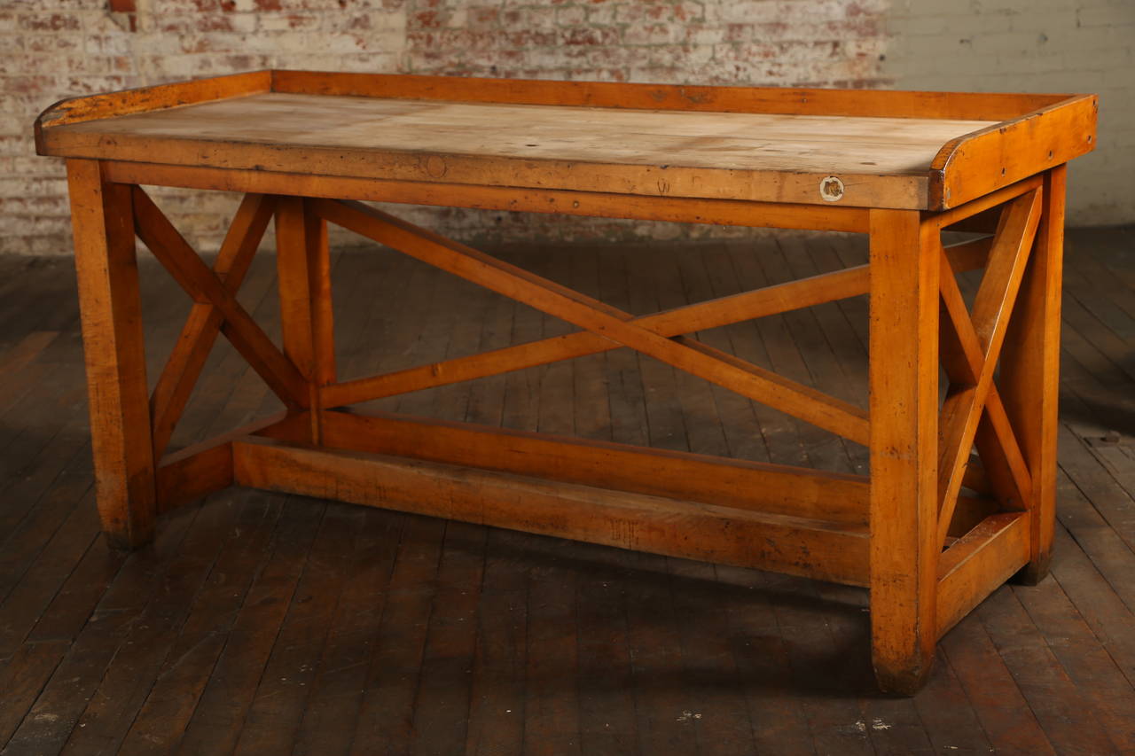 Vintage maple clockmaker's workbench. Workbench measures 72 3/8