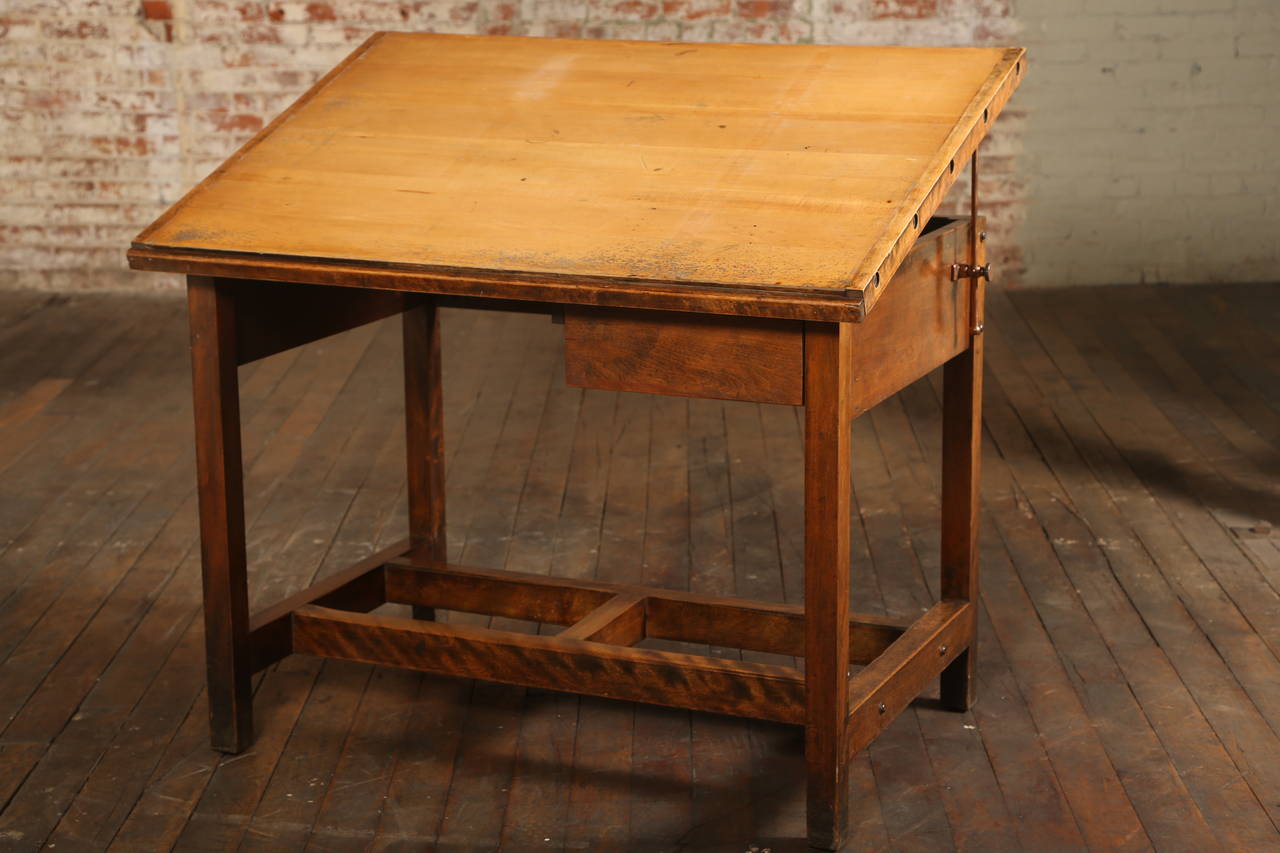 vintage drafting table with drawers
