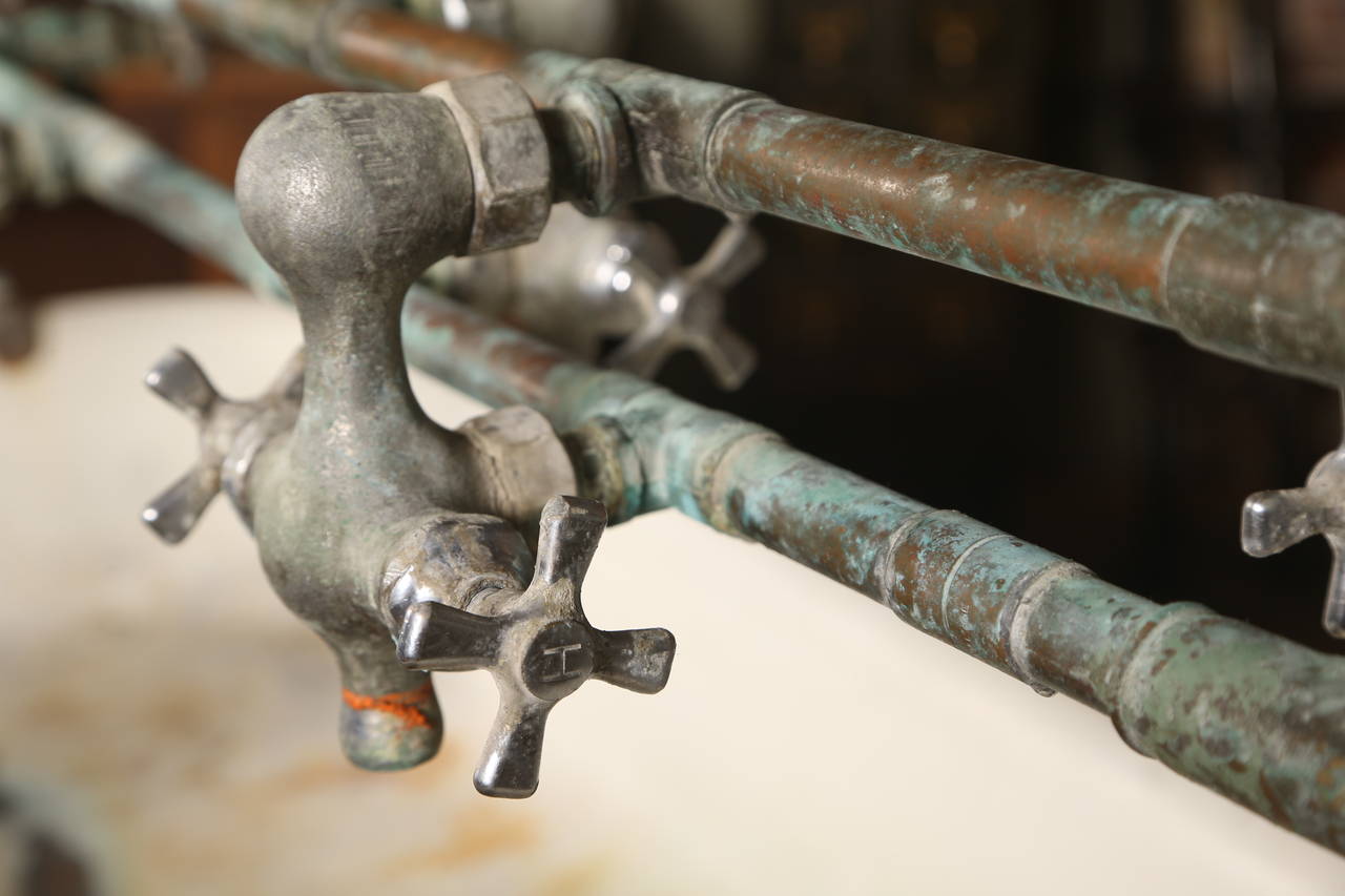 Iron Vintage Industrial Double Pedestal Sink