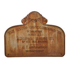 Vintage Distressed Steel, Iron Rust Rusted Bridge Construction Wall Sign, Plaque 1