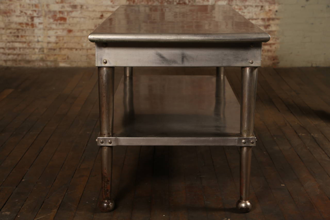 old steel table