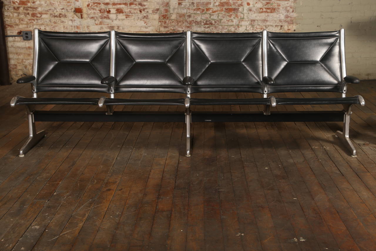 Original Herman Miller Eames, four-seat, sling tandem bench.