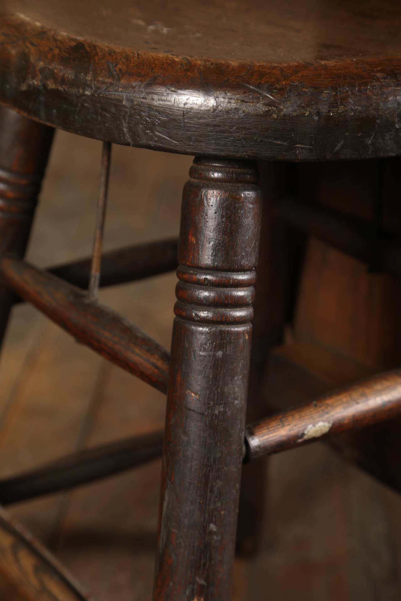 Vintage Industrial Factory Wooden Wood Unique Oak Shop Stool, Chair Pine Back For Sale 1