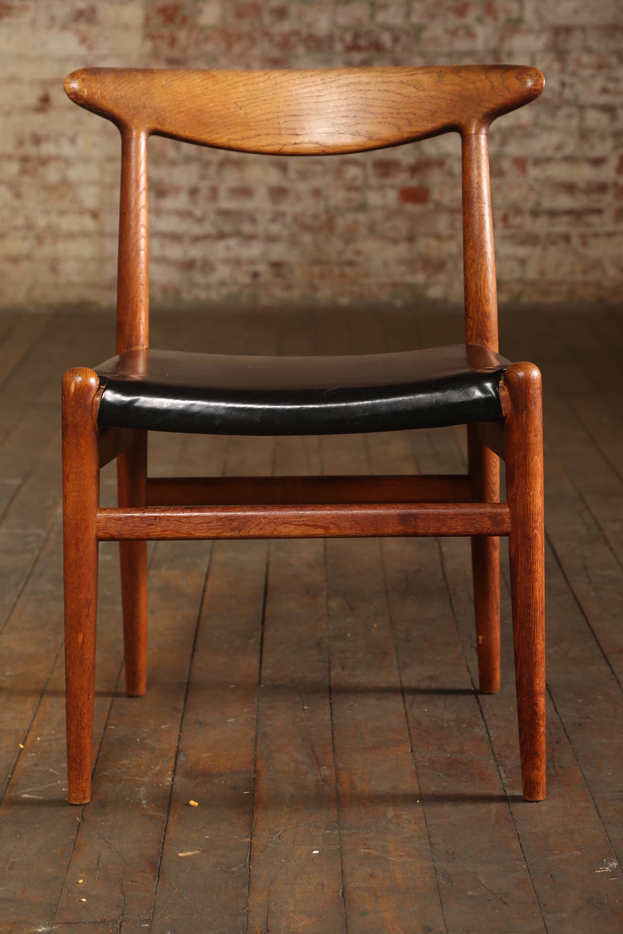 Danish Original Vintage Set of Six Oak Wz Chairs