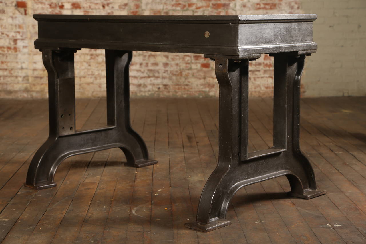 Vintage, Industrial Cast Iron Factory Table, Island at 1stdibs
