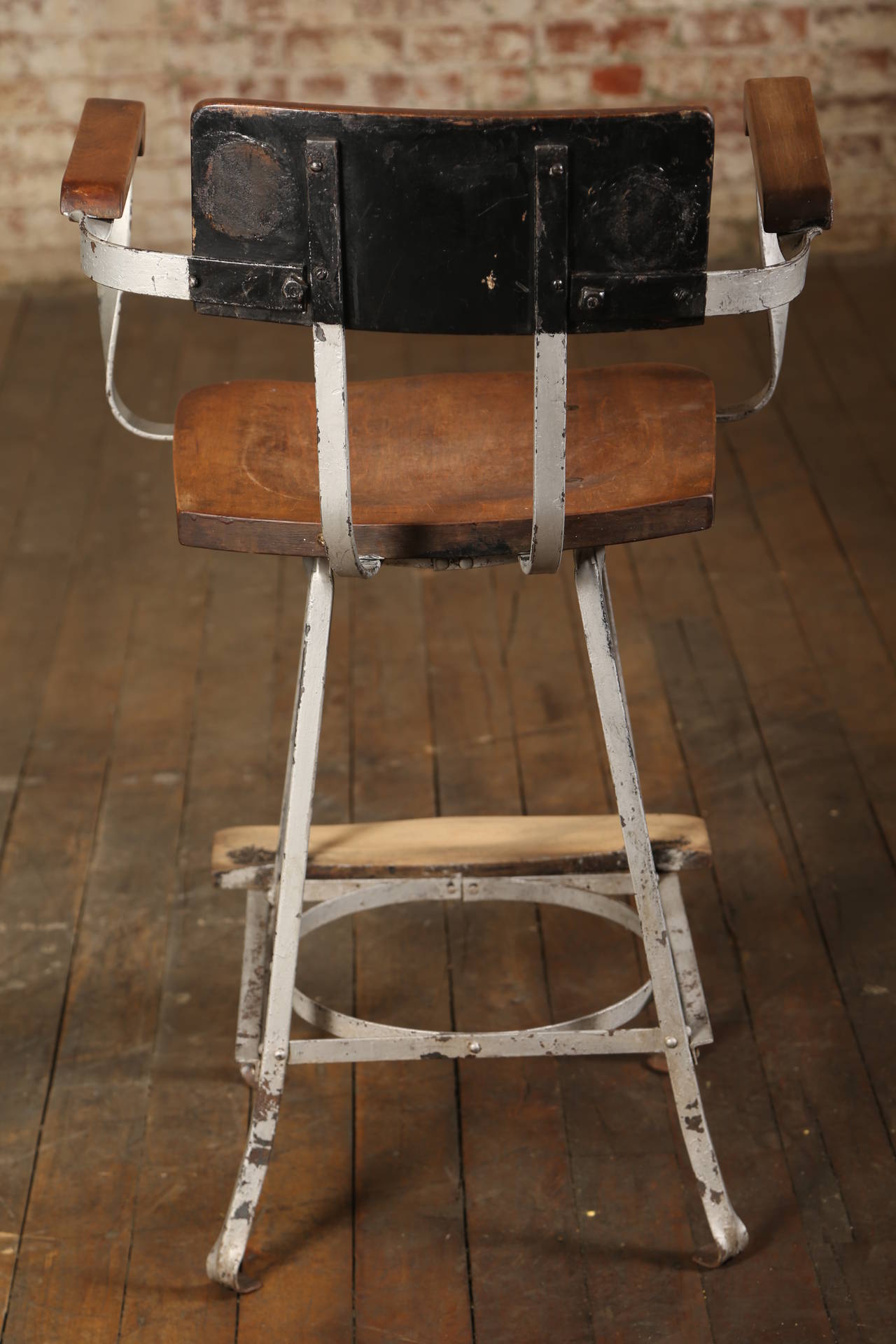 20th Century Vintage Industrial Stool with Footrest