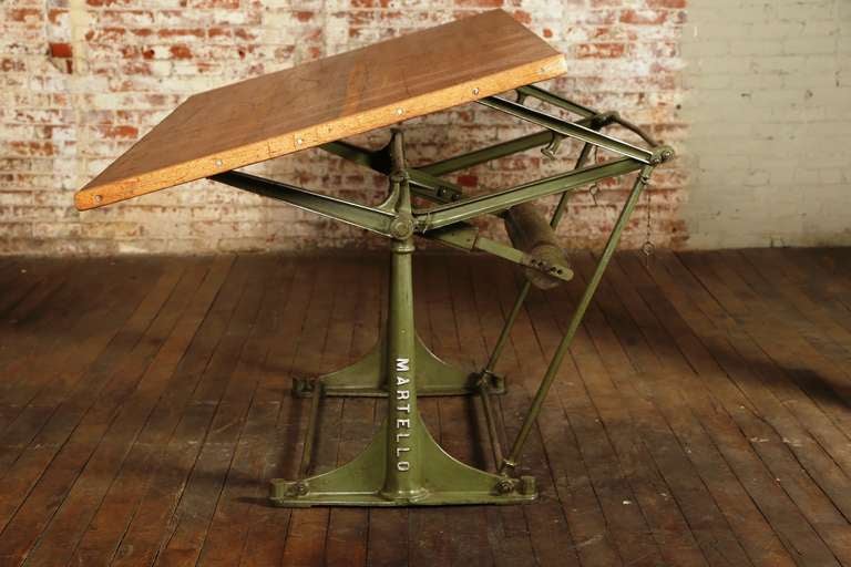Wood Vintage Industrial Drafting Table