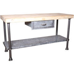 Vintage Industrial Butcher Block Work Table