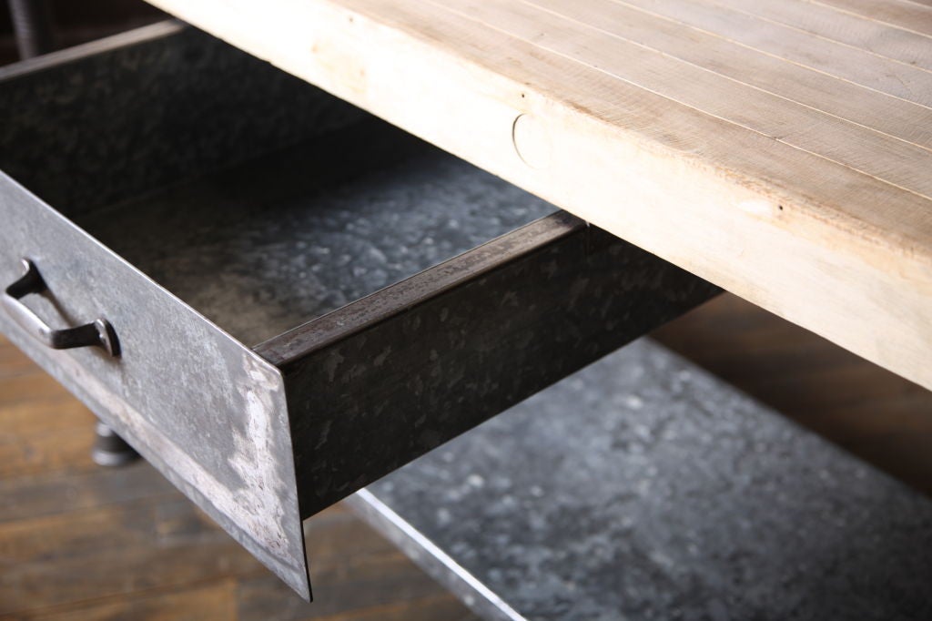 Wood Vintage Industrial Butcher Block Work Table