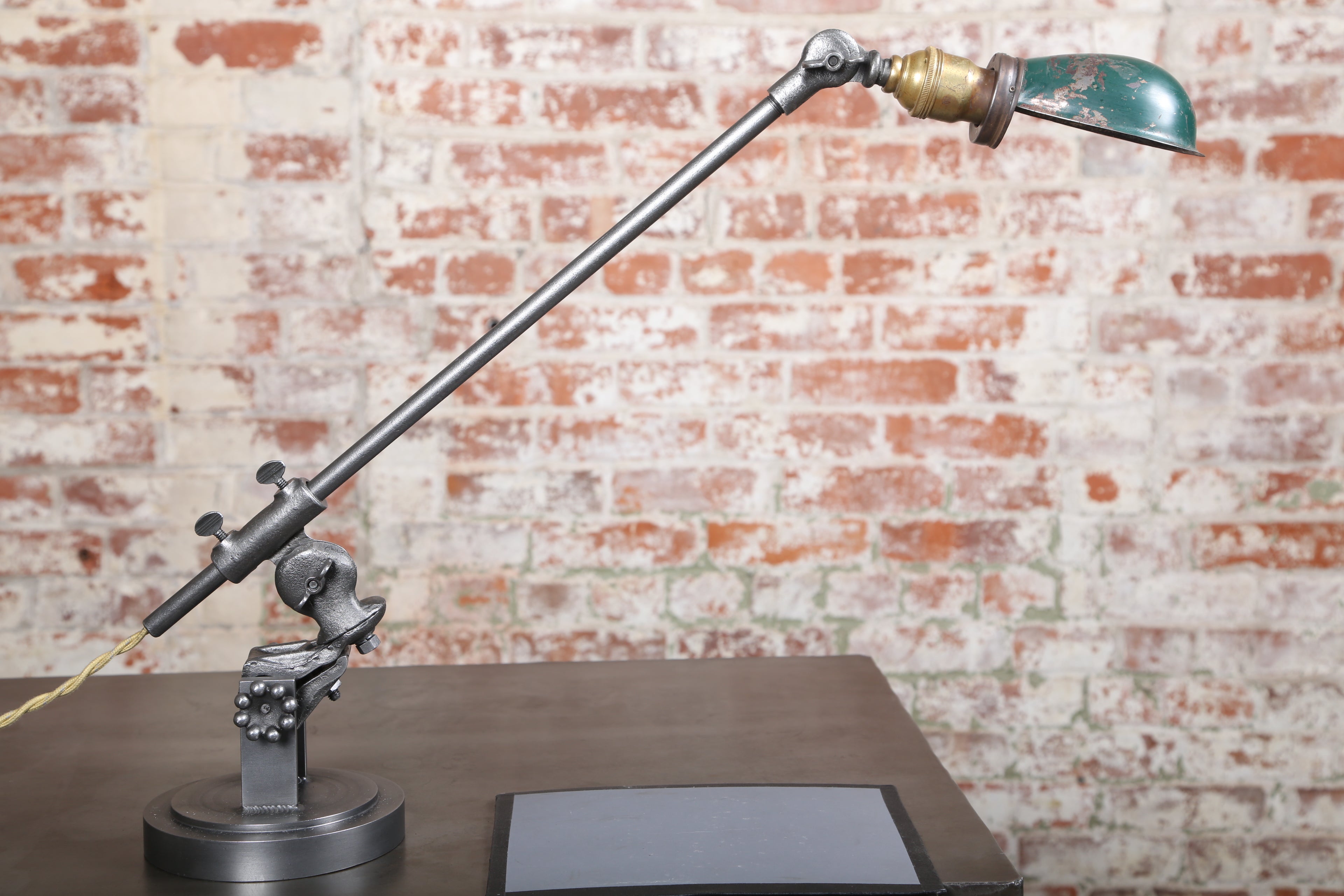Vintage Industrial Lighting, Cast Iron Metal Enamel Table, Desk Task Lamp, Light