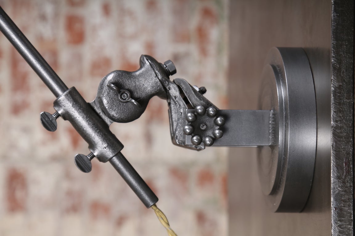 Vintage Industrial Lighting, Cast Iron Metal Enamel Table, Desk Task