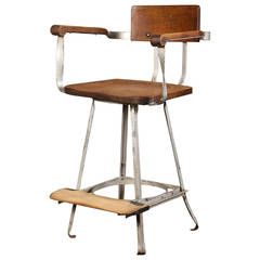 Vintage Industrial Stool with Footrest