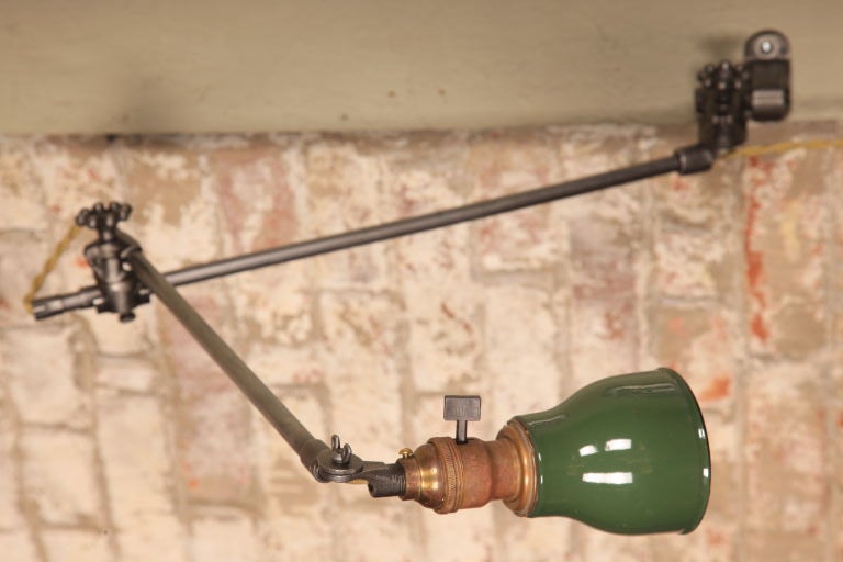 Vintage Industrial O.C. White Wall Metal and Enamel Task Light, Lamp 2
