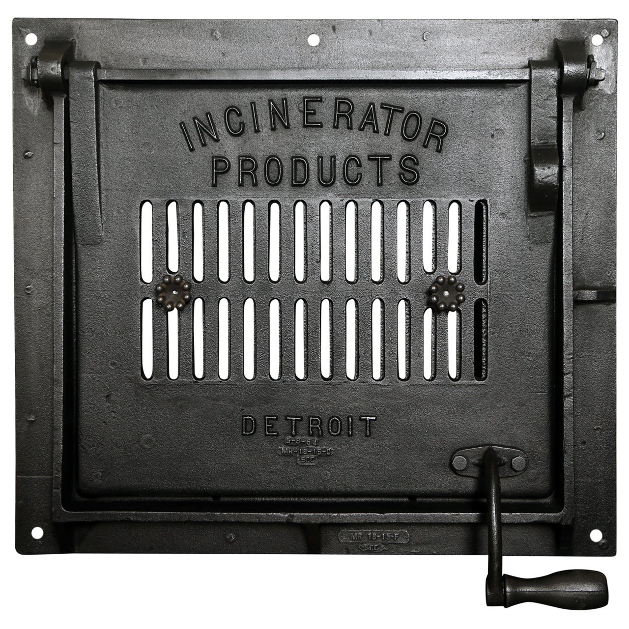 Cast Iron Vintage Industrial Factory Furnace Boiler Door "Incinerator Products"