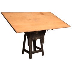 Vintage Industrial Square Base Drafting Table.