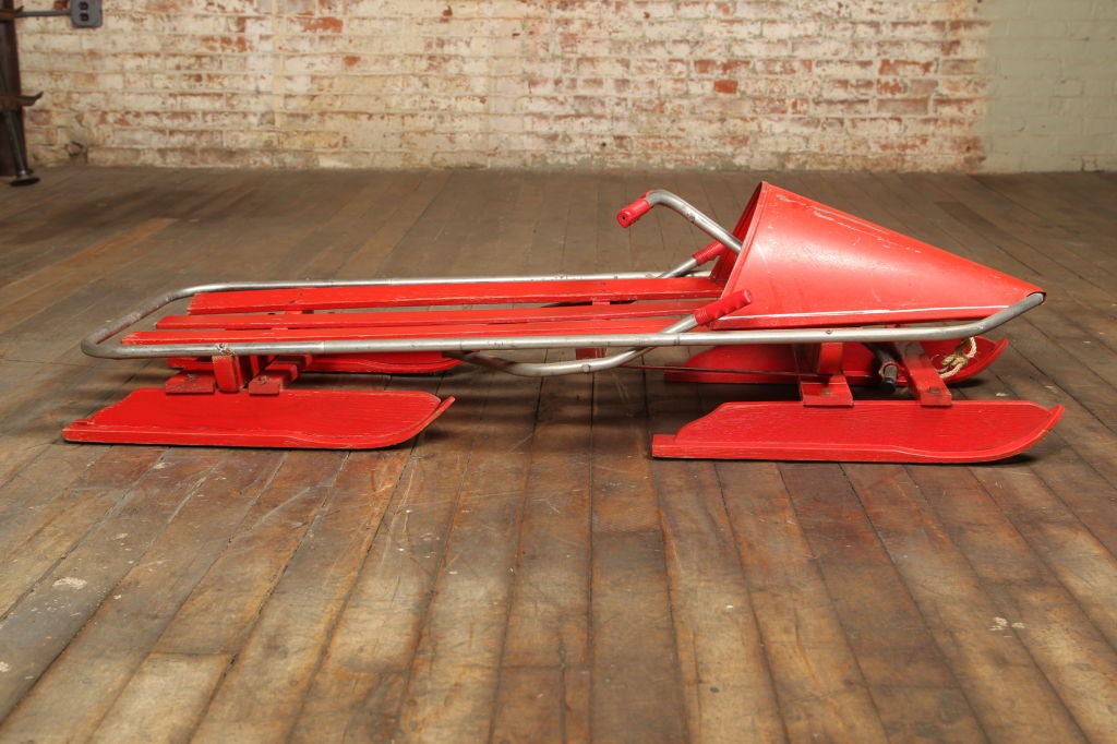 Original, Vintage, American Made, Wooden Slated Sled with Metal Frame.  Take a friend with you for a ride from the past.