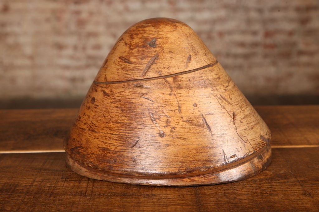 Vintage Industrial Wooden Hat Mold In Good Condition In Oakville, CT
