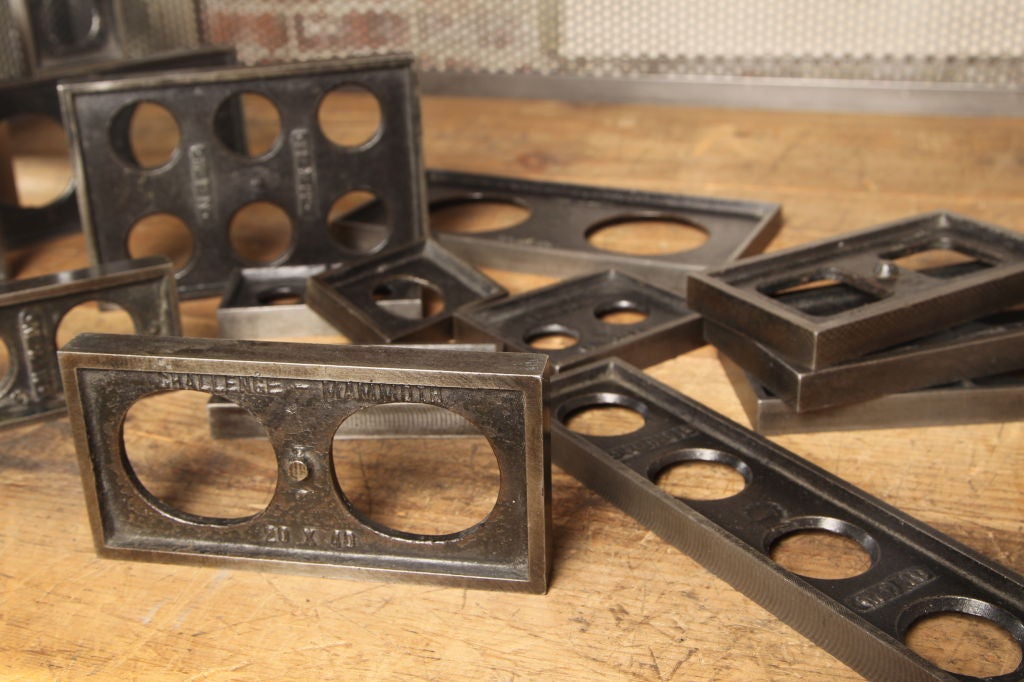 Vintage Industrial Cast Iron Printing Blocks For Sale 2