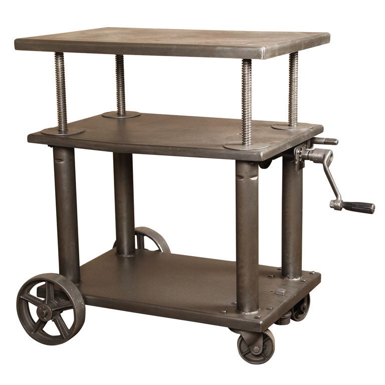 Vintage Industrial Die Lift Cart on Casters at 1stDibs antique