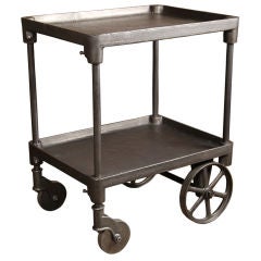 Vintage Industrial Two Tier Cast iron Rolling Bar Cart/Table