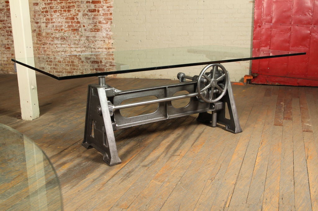 Vintage Industrial Adjustable Table/Desk Base.  This table/desk base adjusts in height from 28