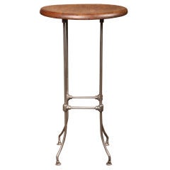 Vintage Industrial Stool with Wooden Seat