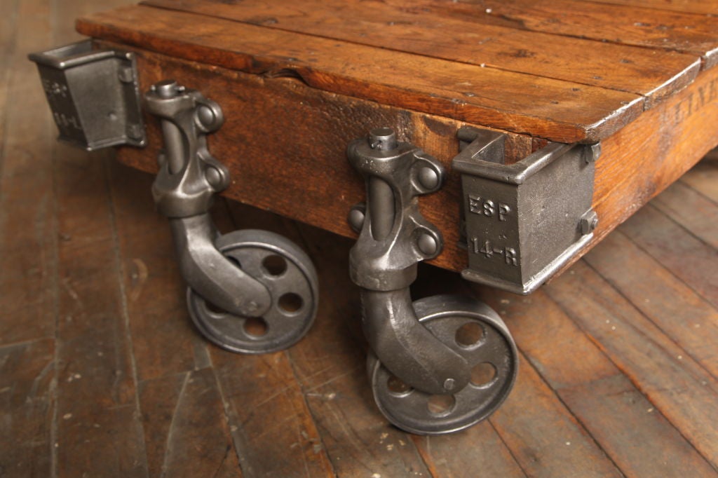 cast iron wheel coffee table