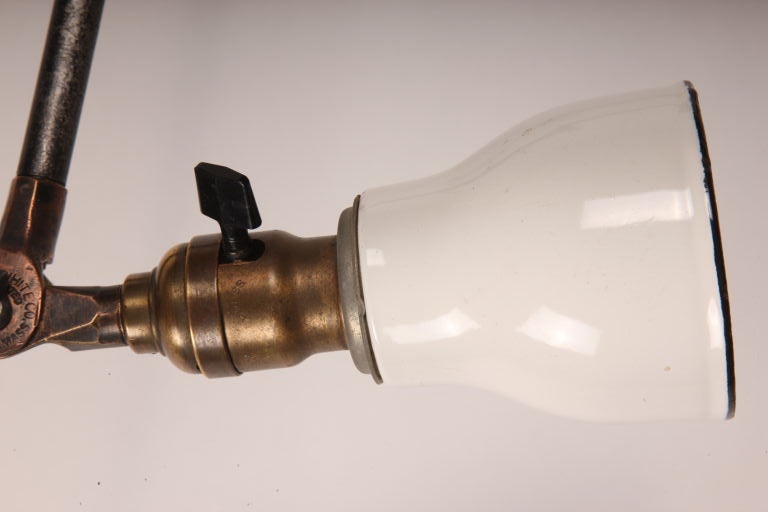 American Vintage Industrial O.C. White Adjustable Metal and Enamel Wall Task Light Lamp