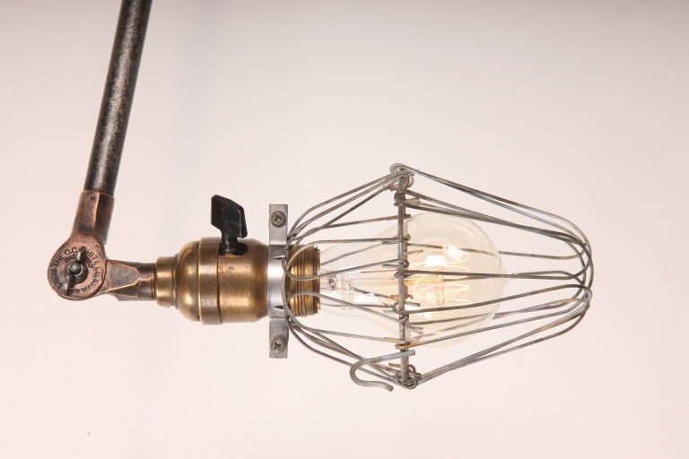 American Vintage Industrial O.C. White Adjustable Wall Cage Task Light, Lamp
