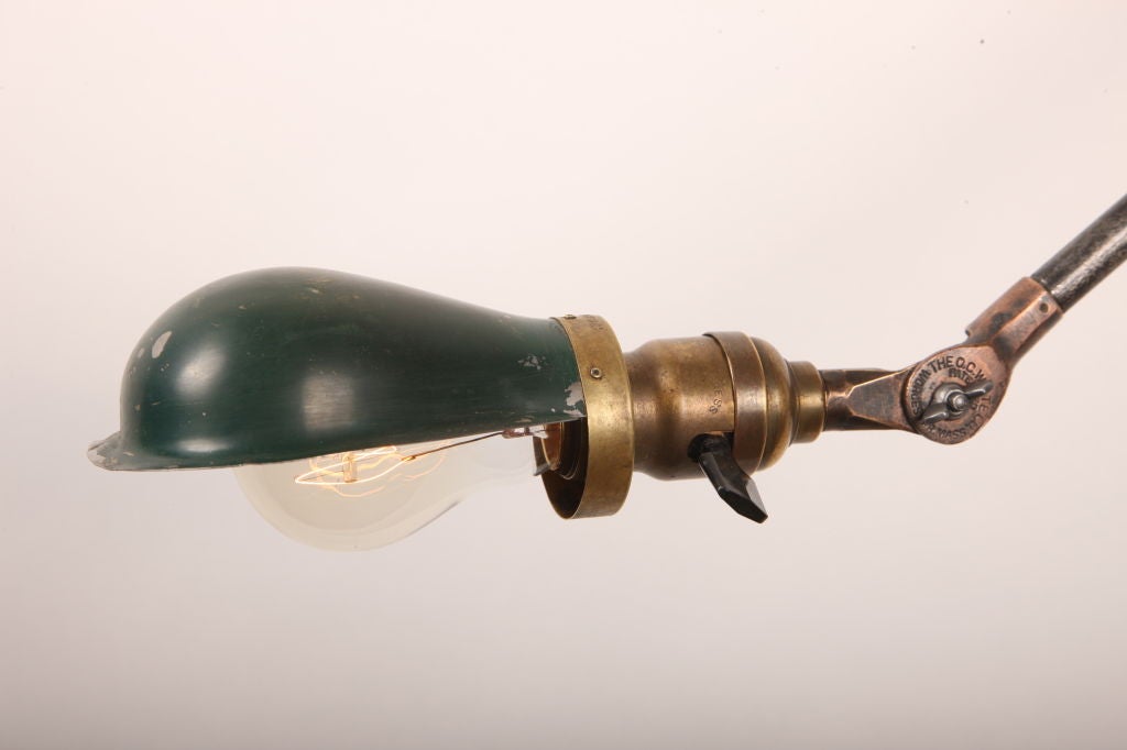 Vintage Industrial O.C. White adjustable metal wall lamp, task light. Each arm measures 19 1/2