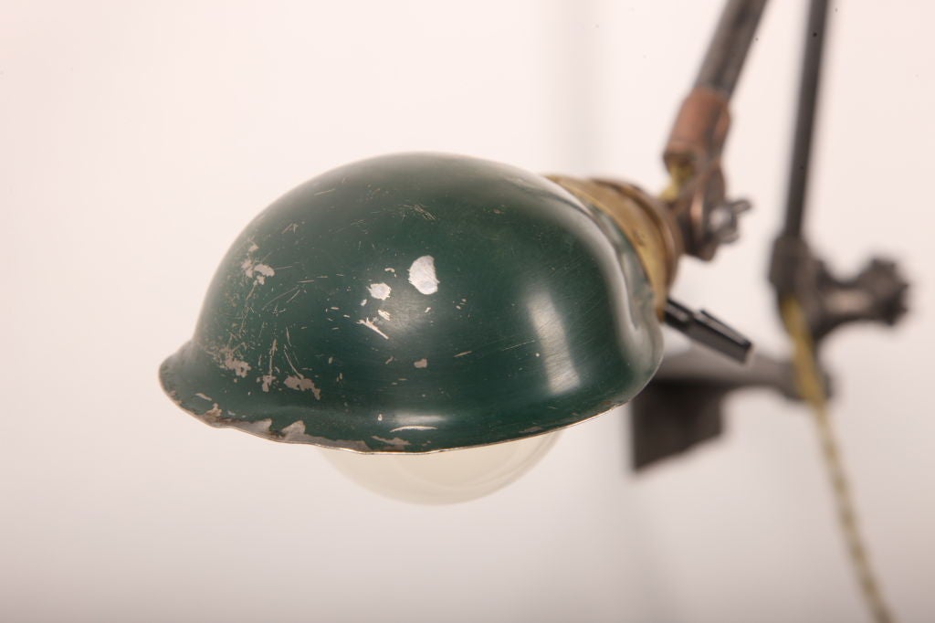 American Vintage Industrial O.C. White Metal Adjustable Wall Task Light, Lamp