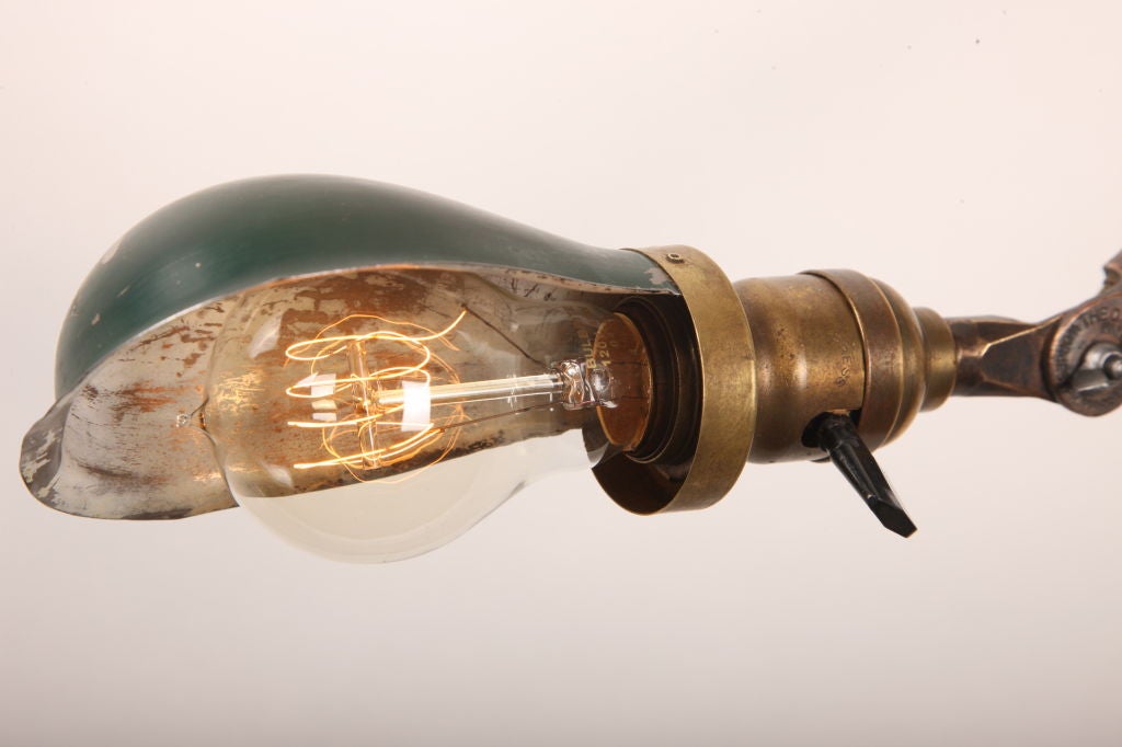Vintage Industrial O.C. White Metal Adjustable Wall Task Light, Lamp 2