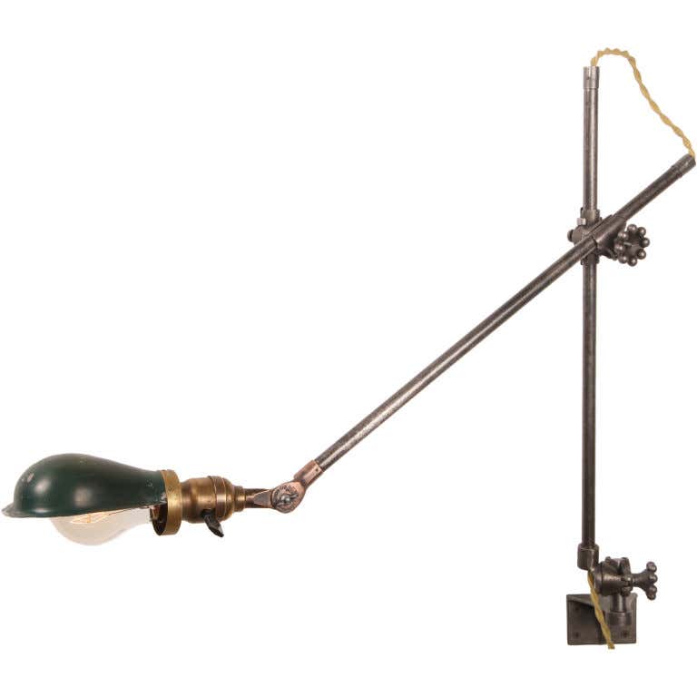 Vintage Industrial O.C. White Metal Adjustable Wall Task Light, Lamp at ...